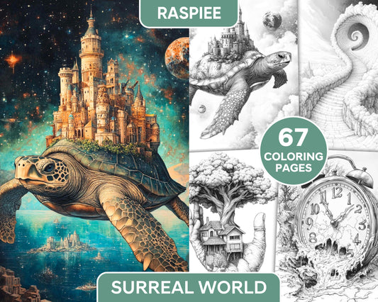 Surreal World Adult Coloring Pages Printable PDF Instant Download