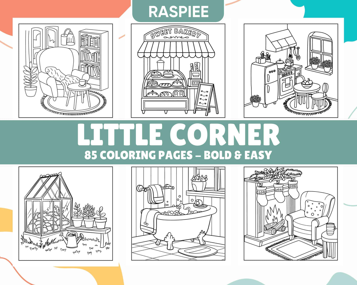 85 Bold and Easy Little Corner Coloring Pages Printable PDF Instant Download - RASPIEE