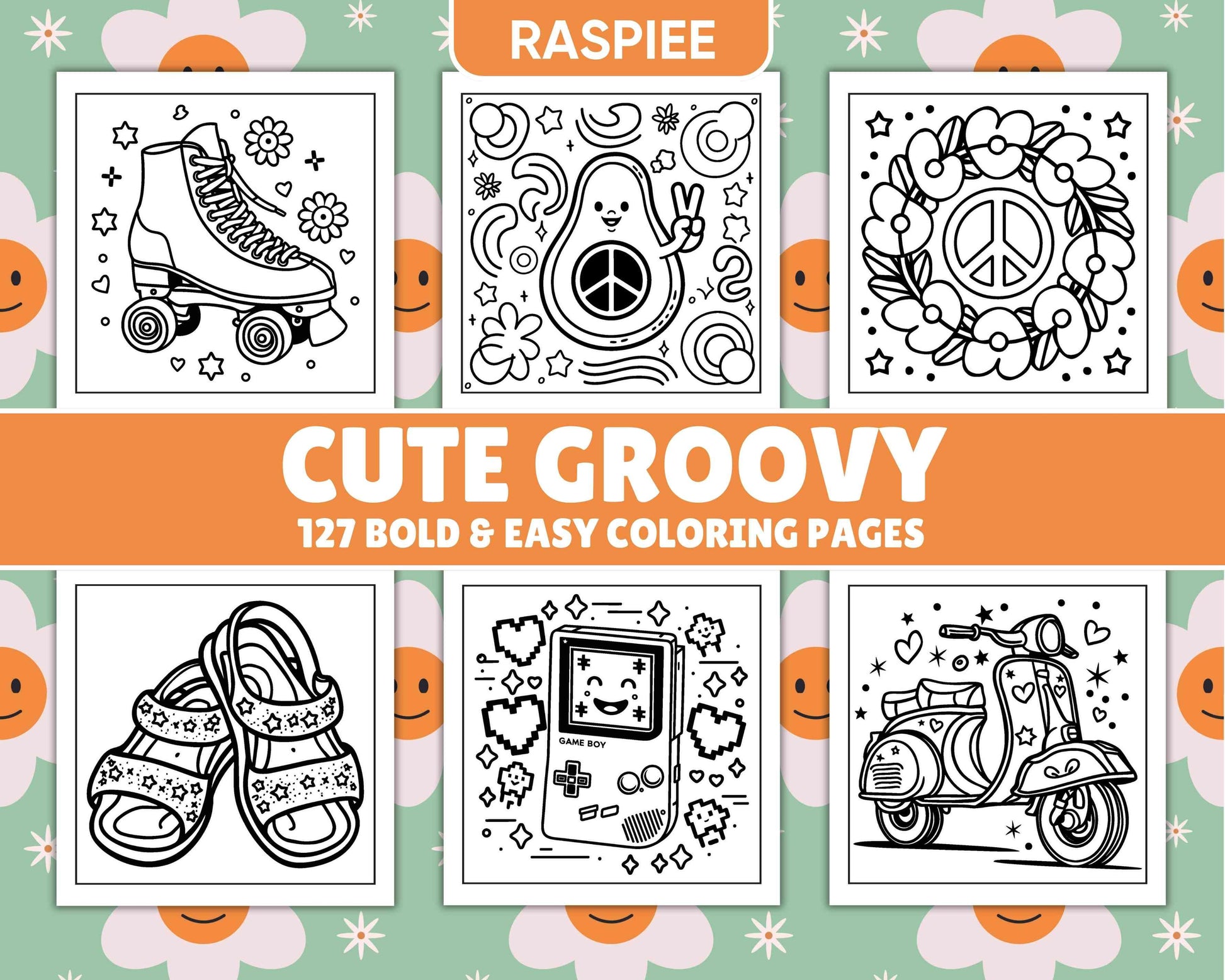 127 Bold and Easy Cute Groovy Coloring Pages - RASPIEE