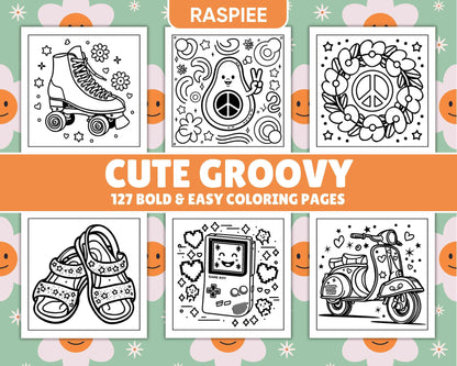 127 Bold and Easy Cute Groovy Coloring Pages - RASPIEE