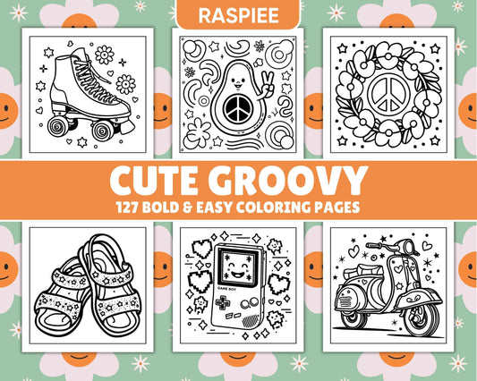 127 Bold and Easy Cute Groovy Coloring Pages - RASPIEE