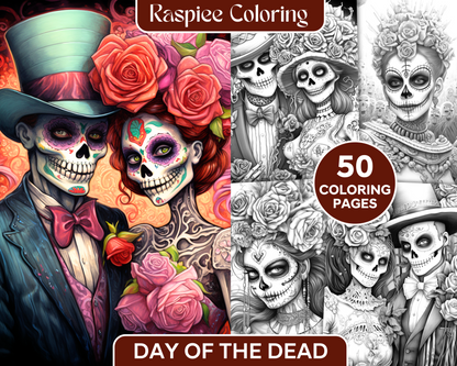 Day of the Dead Coloring Pages, Grayscale Sugar Skull Art, Printable Adult Coloring Sheets, Detailed Halloween Coloring, Stress Relief Coloring Pages, Halloween Grayscale Coloring Pages, Halloween Coloring Pages for Adults