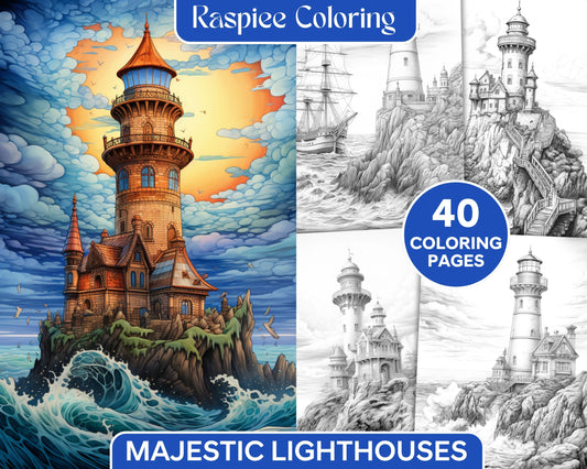 122 Fantasy Castles Coloring Book for Adults, Grayscale Coloring Page