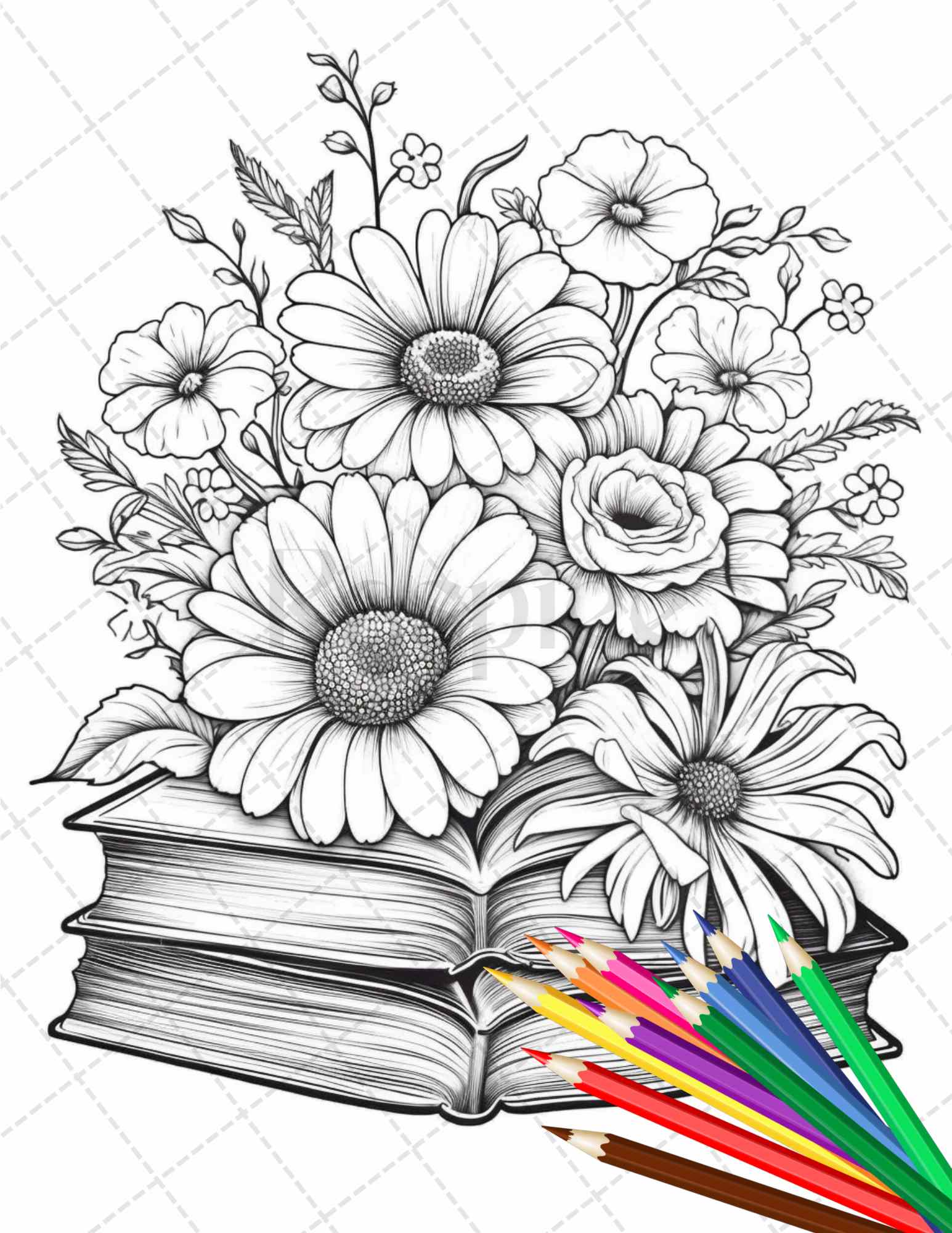 31 libro flores para colorear páginas imprimibles para adultos