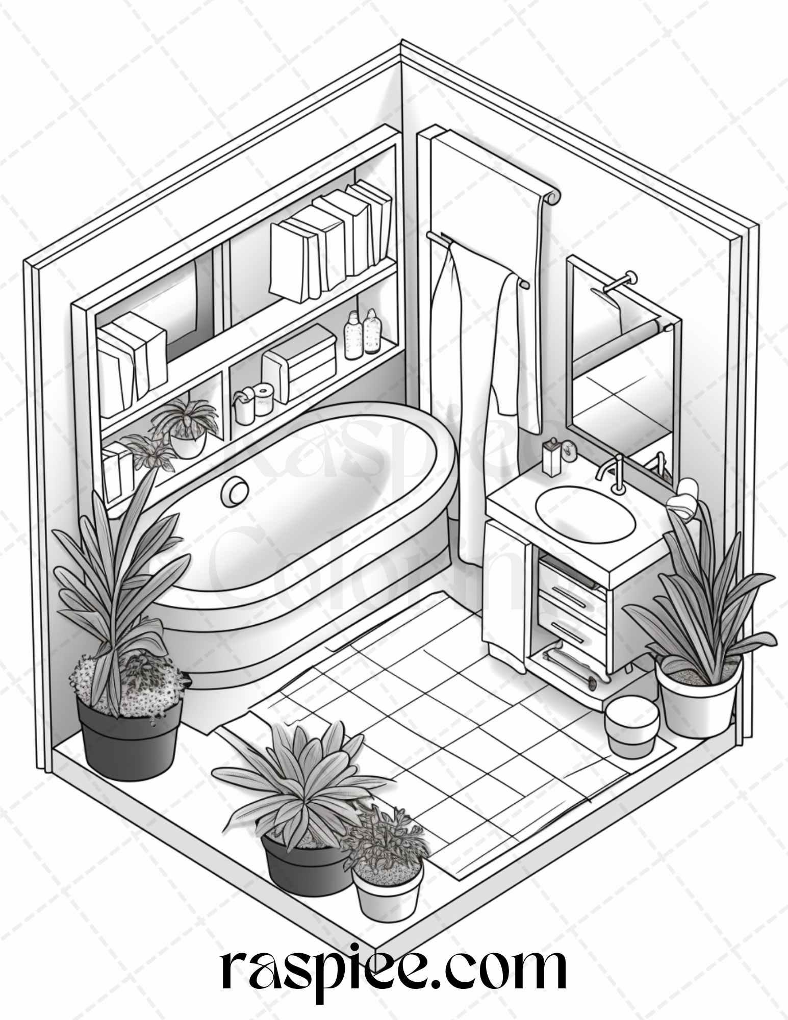 40 Pocket Room Coloring Pages Printable for Adults Kids, PDF File Inst