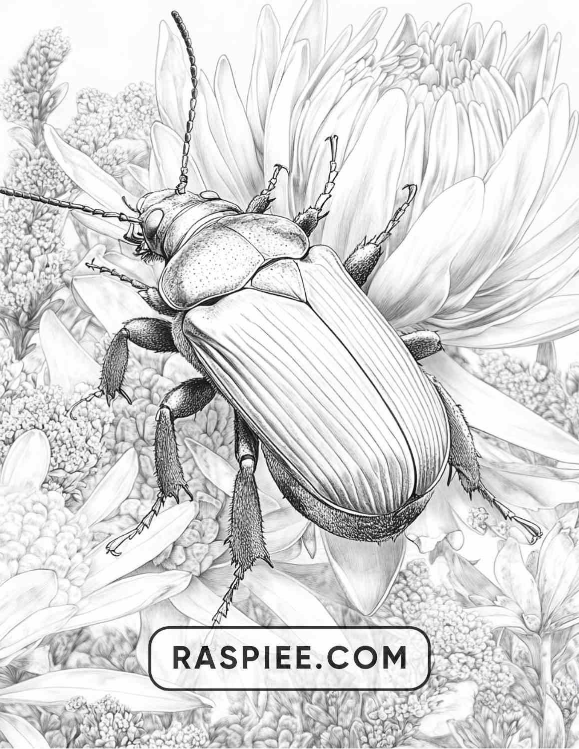 Insects and Flowers Adult Coloring Pages - RASPIEE