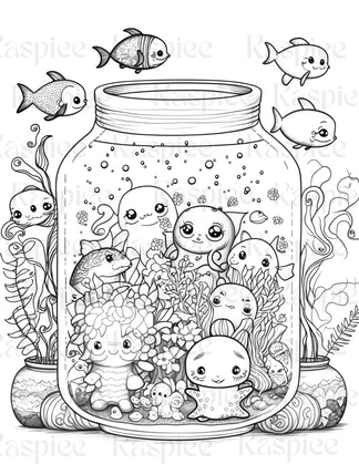 100 Animal in Jar Coloring Pages, Printable Coloring Pages for Kids an ...