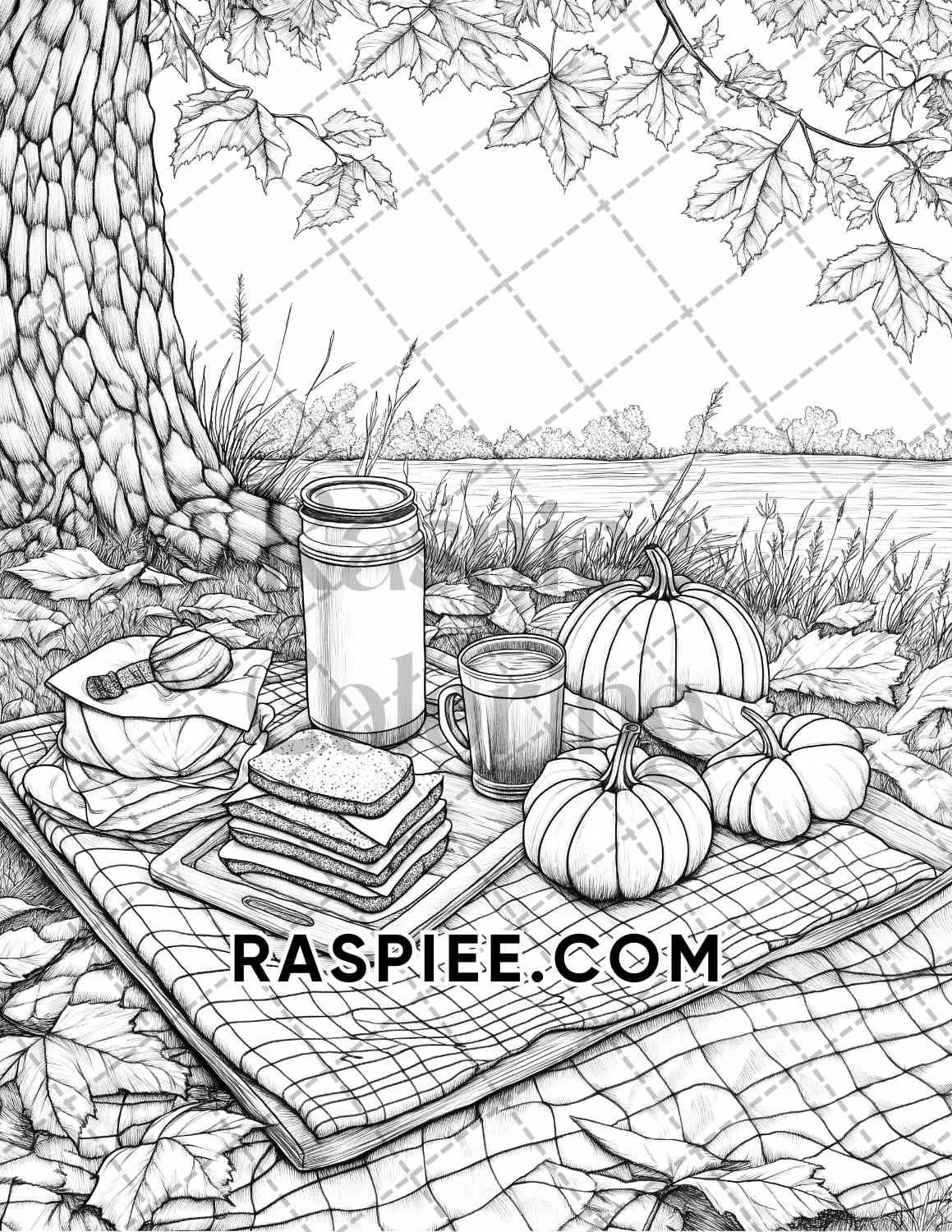 Autumn Charm Adult Coloring Pages Printable PDF Instant Download - RASPIEE