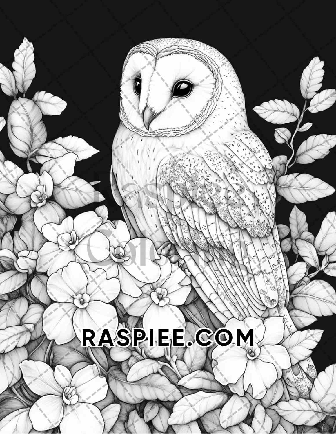 Flowers and Birds Adult Coloring Pages Printable PDF Instant Download - RASPIEE