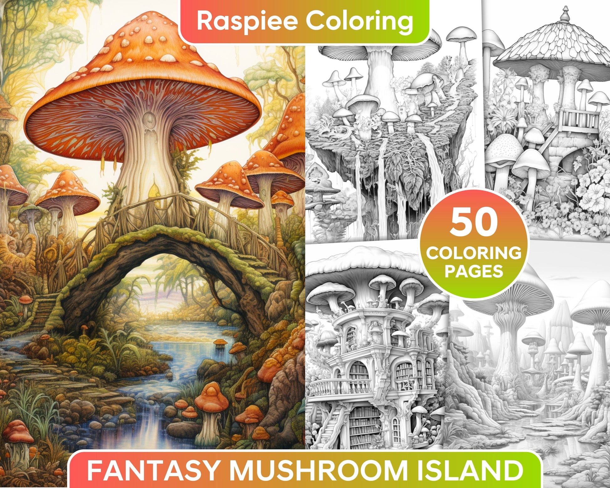 Whimsical Mushroom House Coloring Book: Adult Coloring Book of Whimsical  Mushroom House Coloring Pages | Coloring Books for Adults Relaxation and