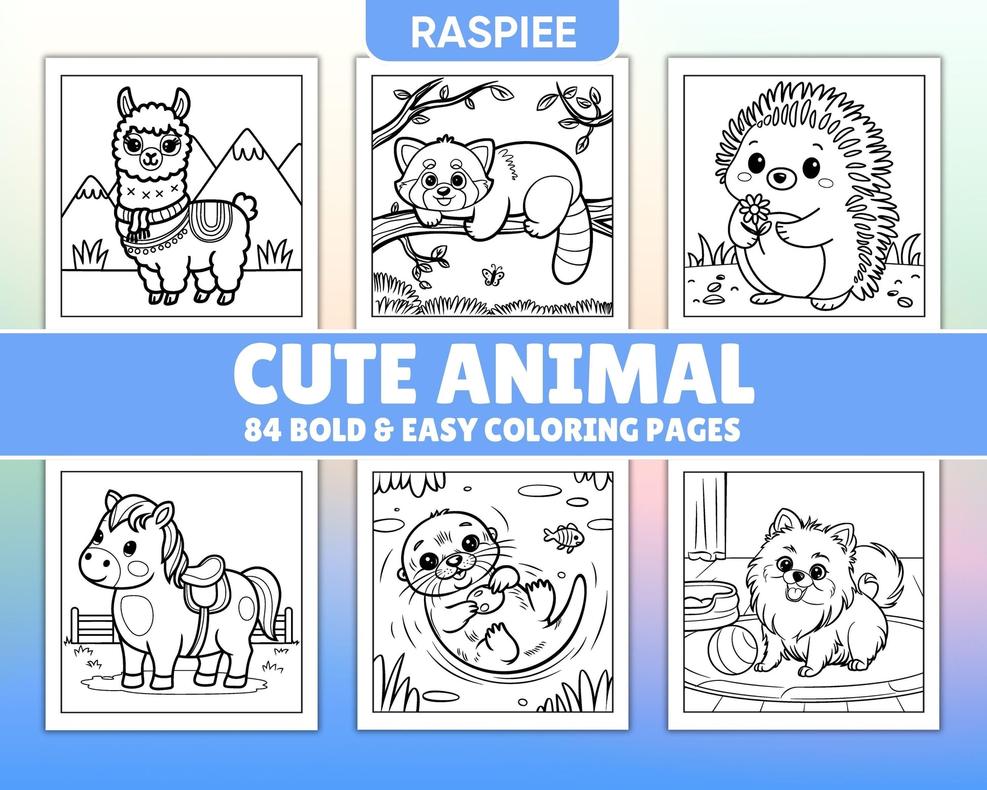 84 Bold and Easy Cute Animal Coloring Pages - RASPIEE