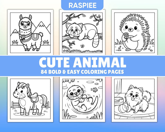 84 Bold and Easy Cute Animal Coloring Pages - RASPIEE