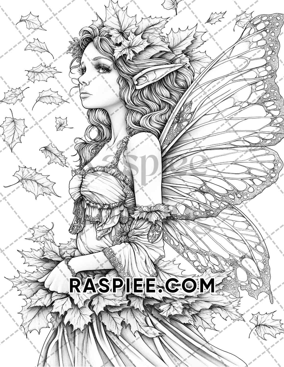 Fairy Beauties Portrait Adult Coloring Pages Printable PDF Instant Download