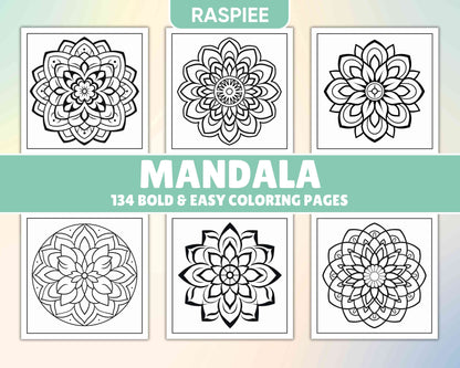 134 Bold and Easy Mandala Coloring Pages - RASPIEE