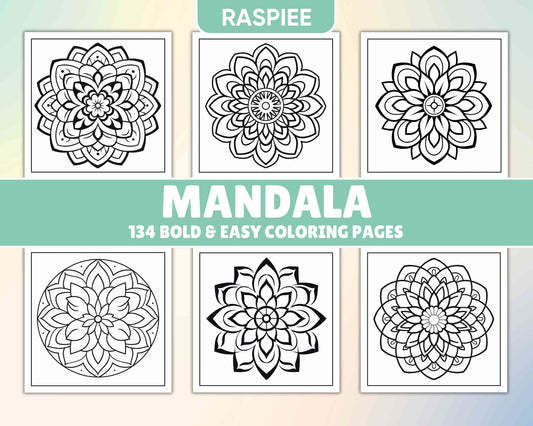 134 Bold and Easy Mandala Coloring Pages - RASPIEE