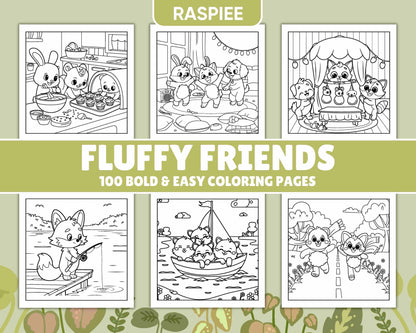 100 Bold and Easy Fluffy Friends Coloring Pages - RASPIEE