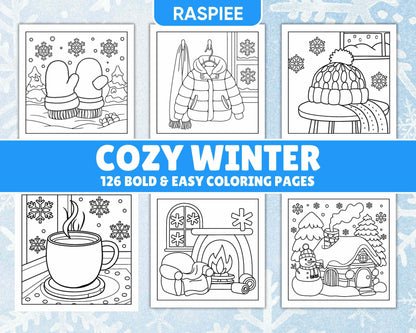 126 Bold and Easy Cozy Winter Coloring Pages - RASPIEE