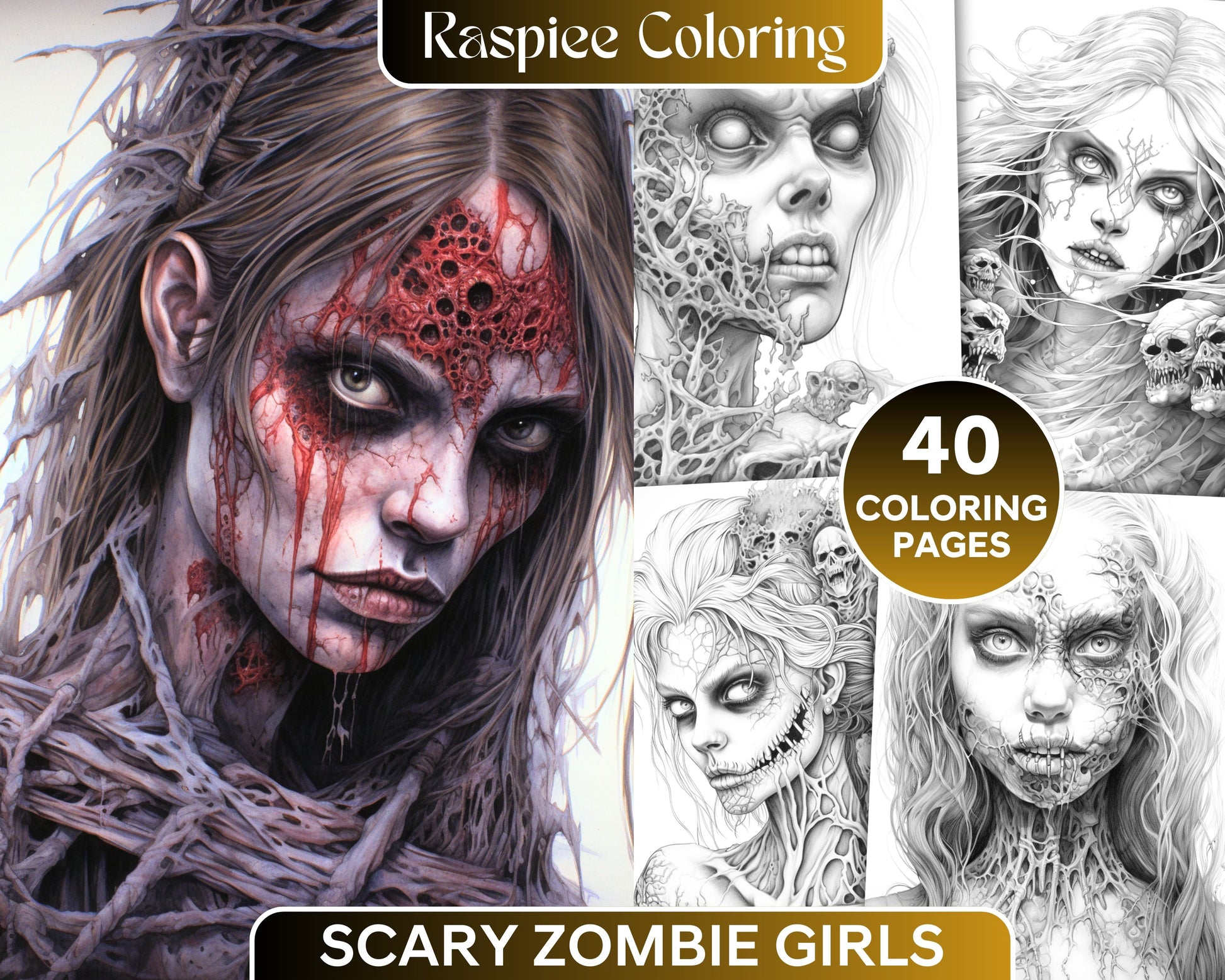 zombie girl coloring page