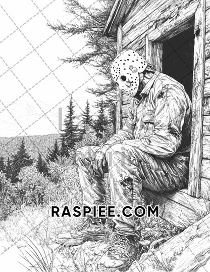 Legends of Horror Halloween Adult Coloring Pages Printable PDF Instant Download