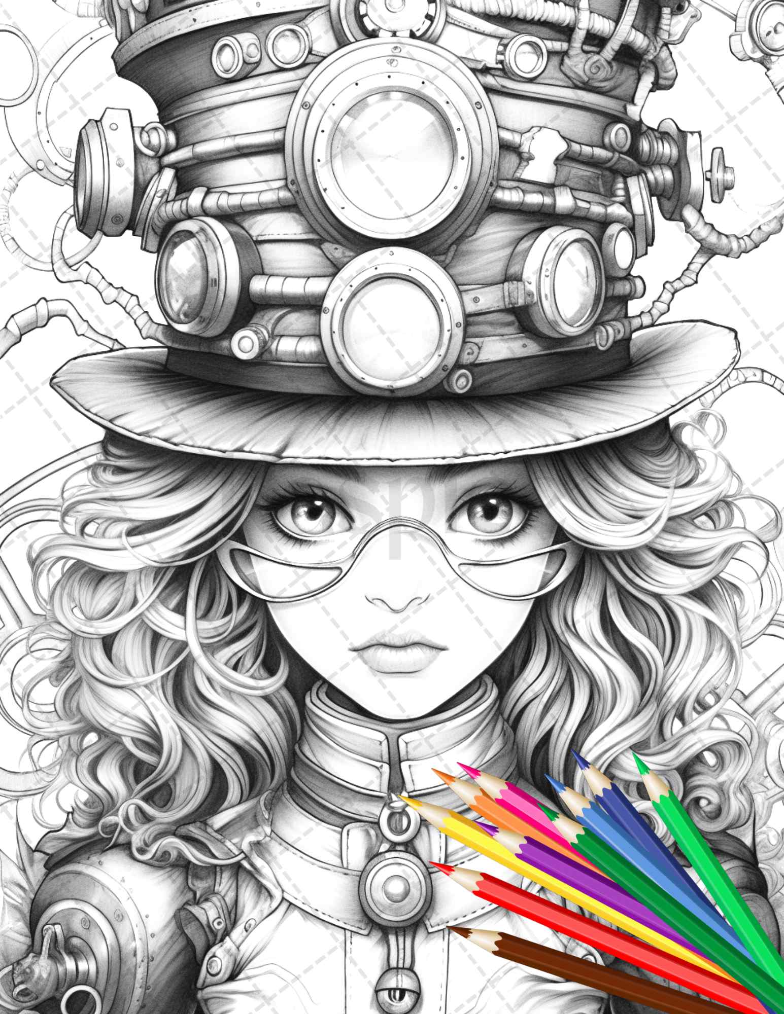 Steampunk coloring page for adults  Steampunk coloring, Coloring book art,  Cute coloring pages