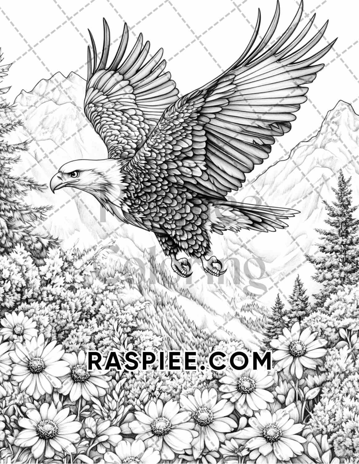 Flowers and Birds Adult Coloring Pages Printable PDF Instant Download - RASPIEE