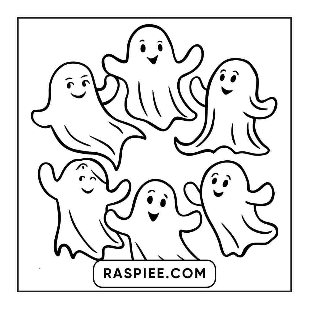 100 Bold and Easy Cute Halloween Coloring Pages Printable PDF Instant Download - RASPIEE