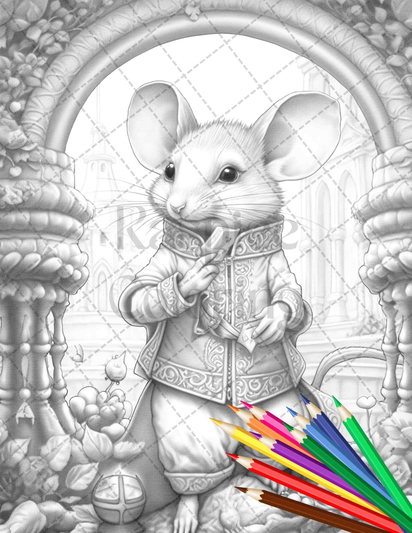 40 Little Mouse Prince Grayscale Coloring Pages Printable for Adults, PDF File Instant Download - raspiee