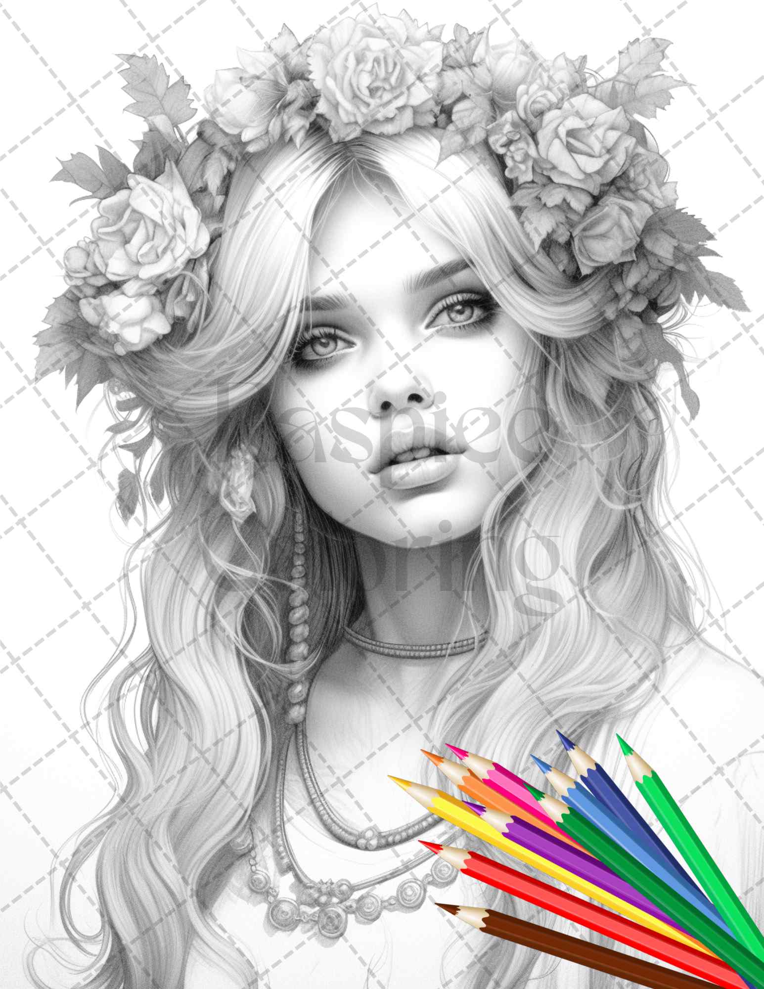 30 Gothic Girls Set 2 Coloring Pages Bright, Medium and Dark Versions  Printable Adult Coloring Pages Download Grayscale Illustration 