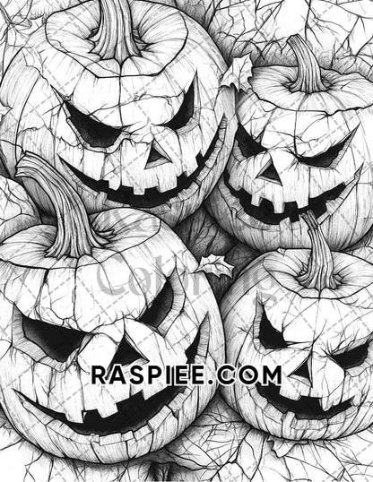 Halloween Surreal Adult Coloring Pages Printable PDF Instant Download - RASPIEE