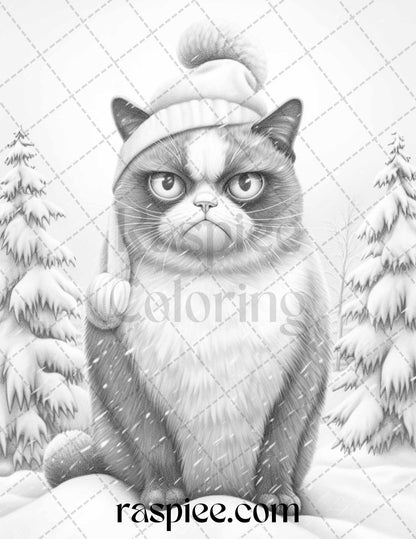 Grumpy Cat Coloring Pages for Adults, Printable Stress Relief Art, High-Quality Grayscale Cat Illustrations, Adult Coloring Book PDF Download, Cat Lovers Creative Hobby, Mindful Coloring Sheets, Cat Grayscale Coloring Pages, Animal Coloring Pages for Adults, Cat Coloring Pages Printable