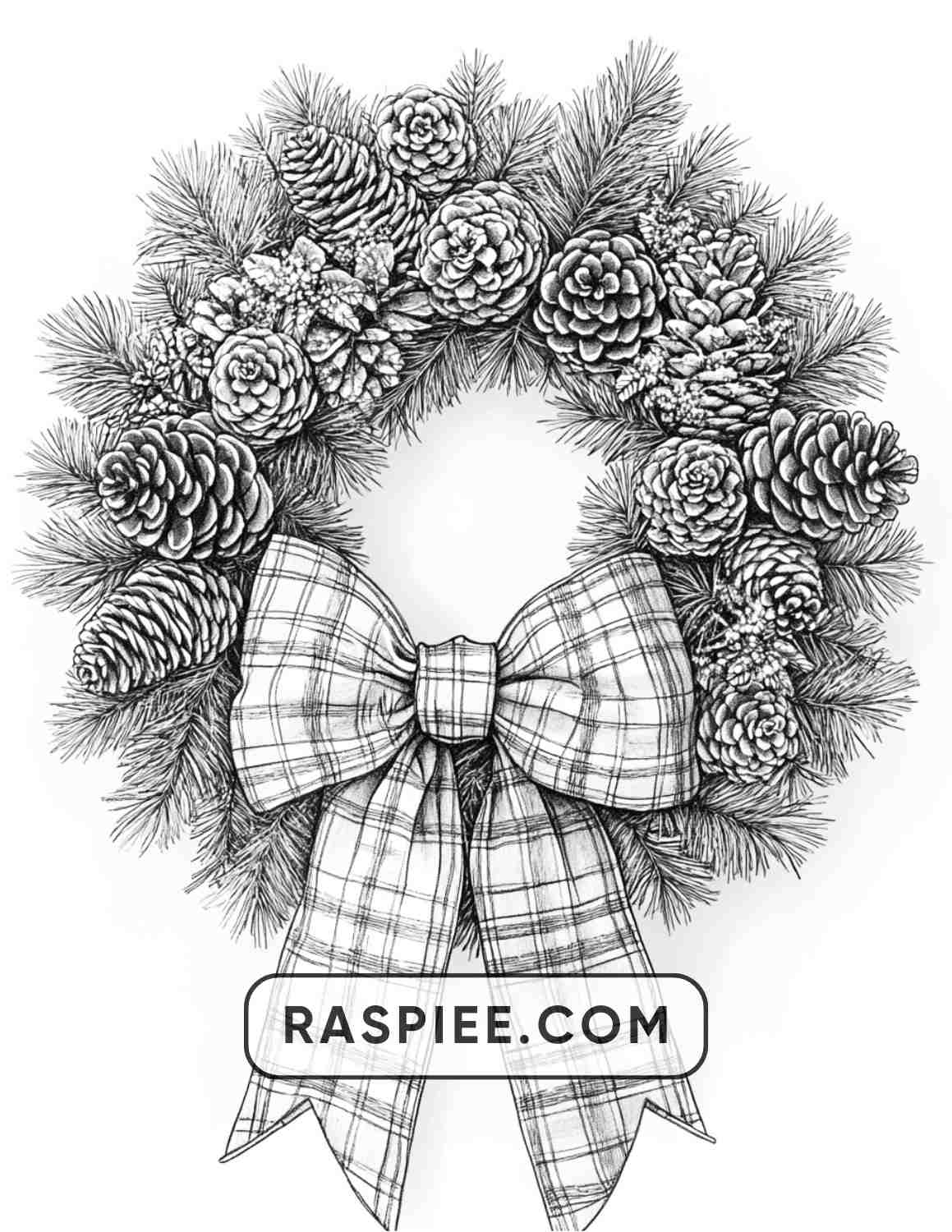 72 Christmas Wreaths Adult Coloring Pages - RASPIEE