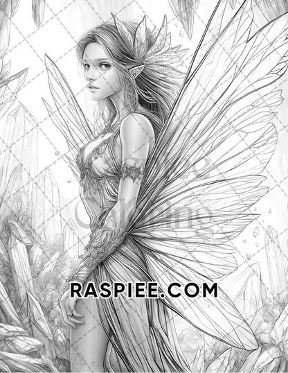 Fairy Beauties Portrait Adult Coloring Pages Printable PDF Instant Download