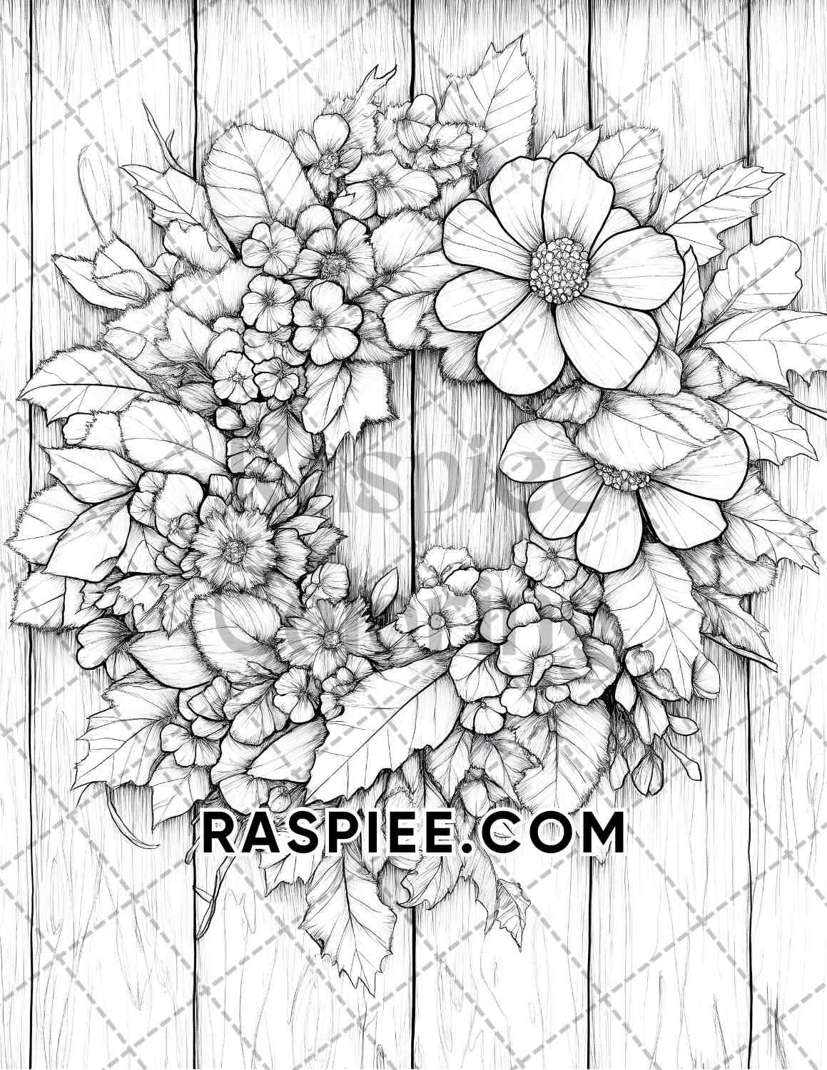 Fall Flowers Adult Coloring Pages Printable PDF Instant Download - RASPIEE