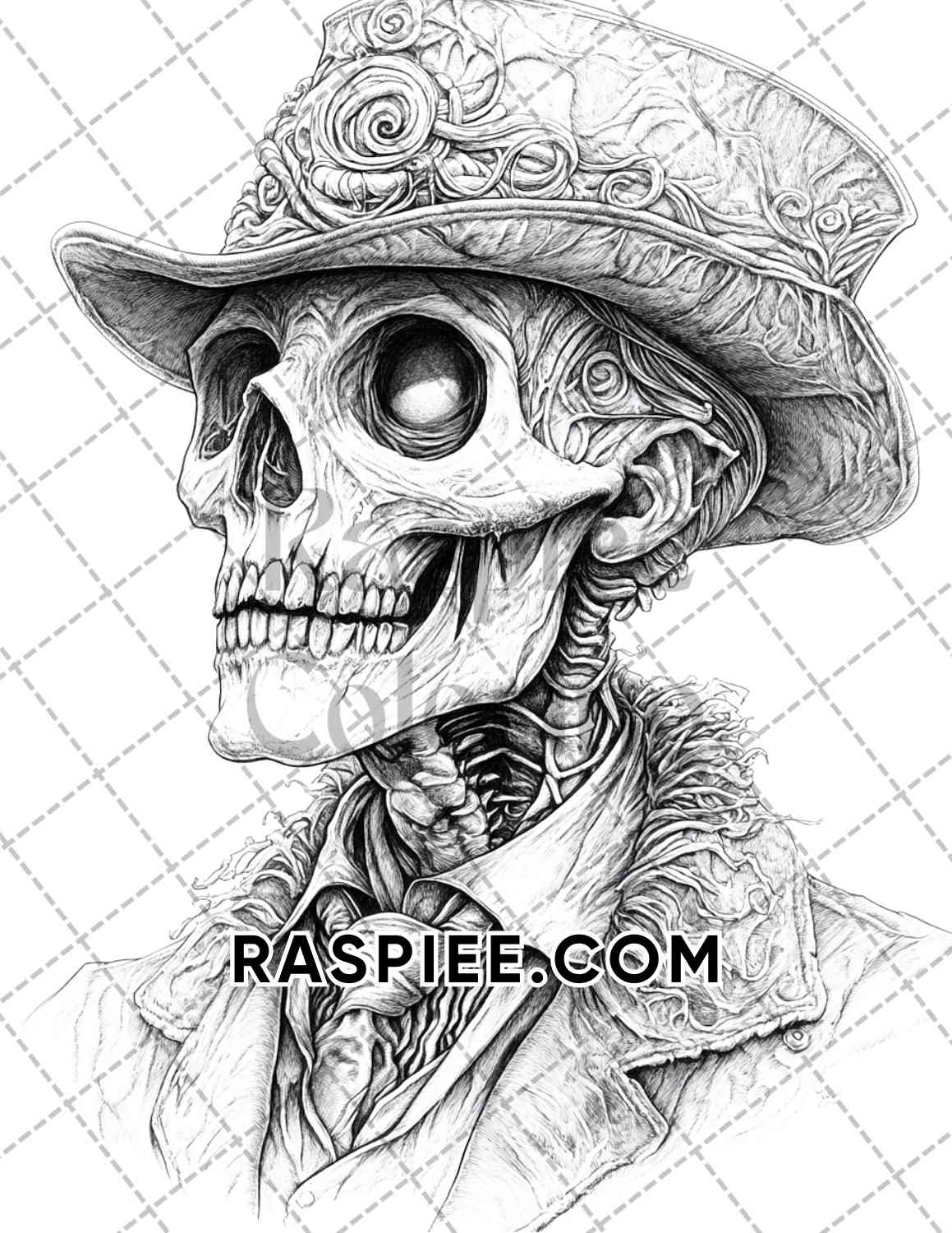 Victorian Zombies Halloween Adult Coloring Pages Printable PDF