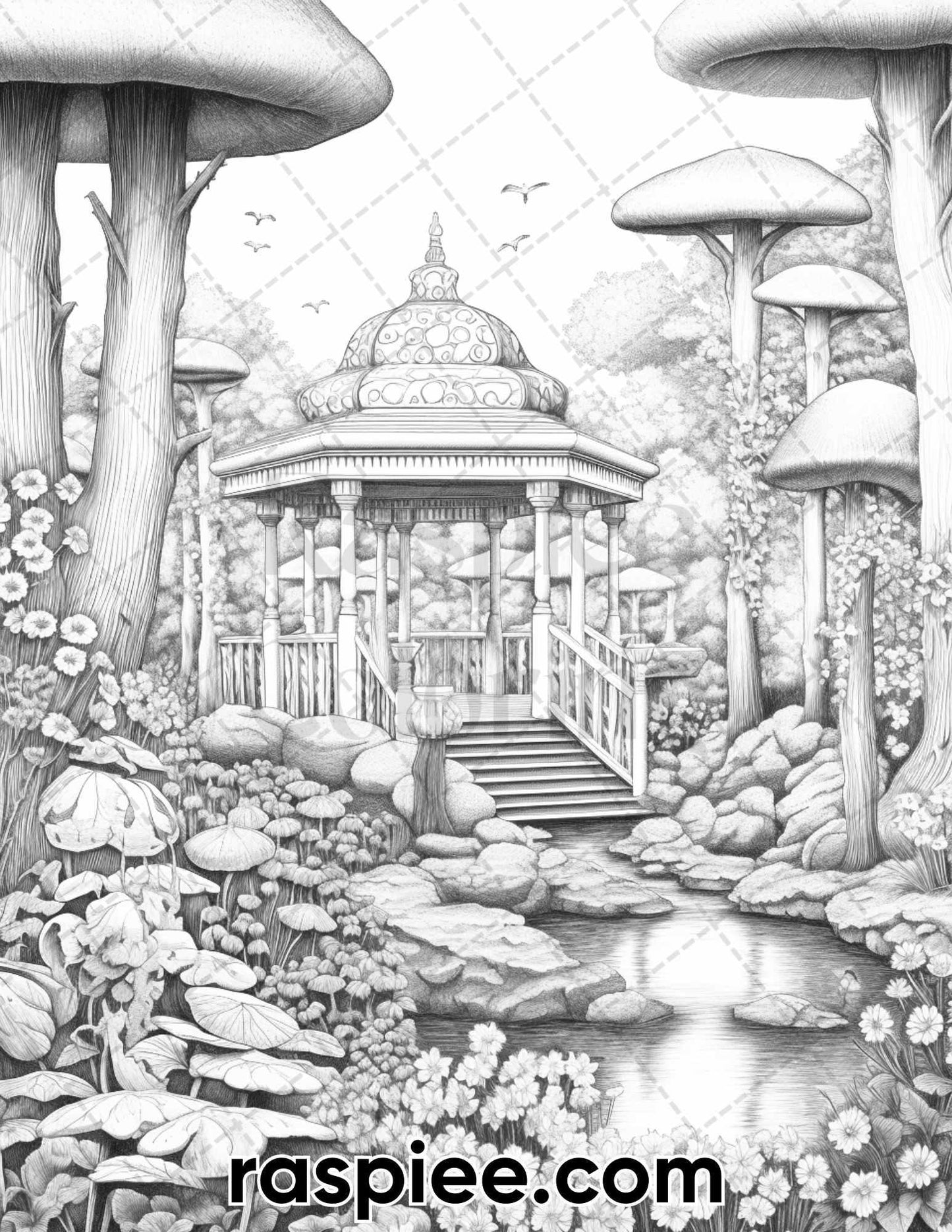 Free Spring Time Grayscale Adult Coloring Pages, Printable PDF Instant Download