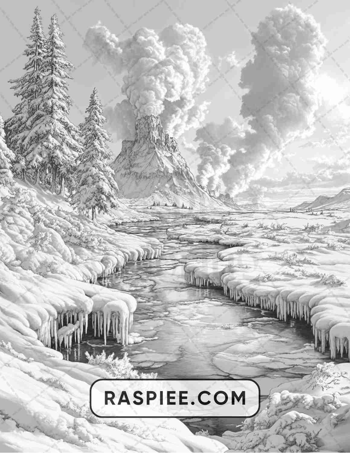 82 Winter Landscapes Adult Coloring Pages - RASPIEE