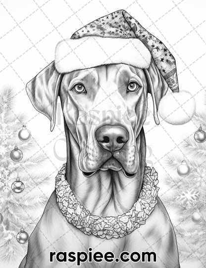 Christmas Dogs Grayscale Coloring Pages, Christmas Animals Coloring Pages, Printable Christmas Animals Coloring, Relaxing Winter Dog Coloring, Christmas Coloring Book Printable, Xmas Coloring Pages, Christmas Coloring Pages, Holiday Coloring Pages, Winter Coloring Pages, Dogs Coloring Pages