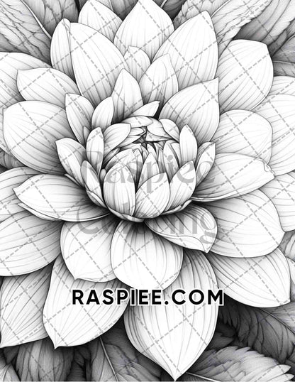 Seasonal Flowers Adult Coloring Pages Printable PDF Instant Download