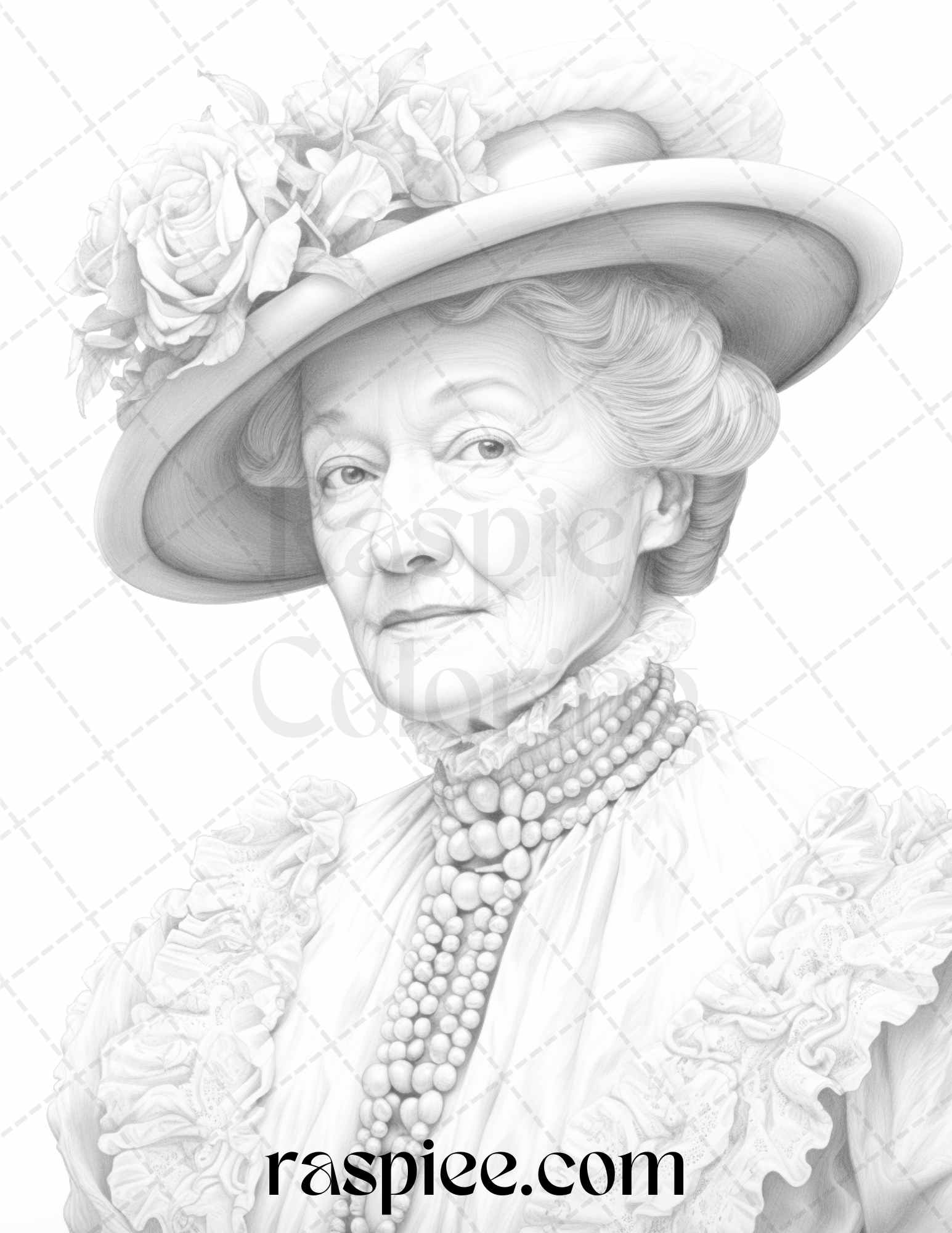 50 Victorian Grandma Grayscale Coloring Pages Printable for Adults, PDF File Instant Download - Raspiee Coloring