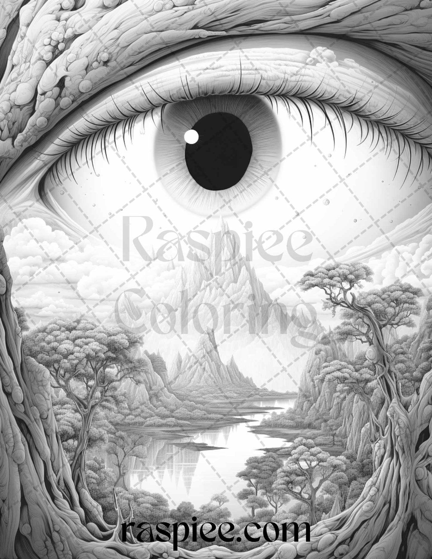 Surrealism Eyes Grayscale Coloring Page, Adult Coloring Printable, DIY Coloring Book Page, Mindful Coloring Activity, Relaxation Coloring Sheet, Unique Coloring Illustration, High-Quality Coloring Page, Printable Coloring for Adults, Surrealism Coloring Pages