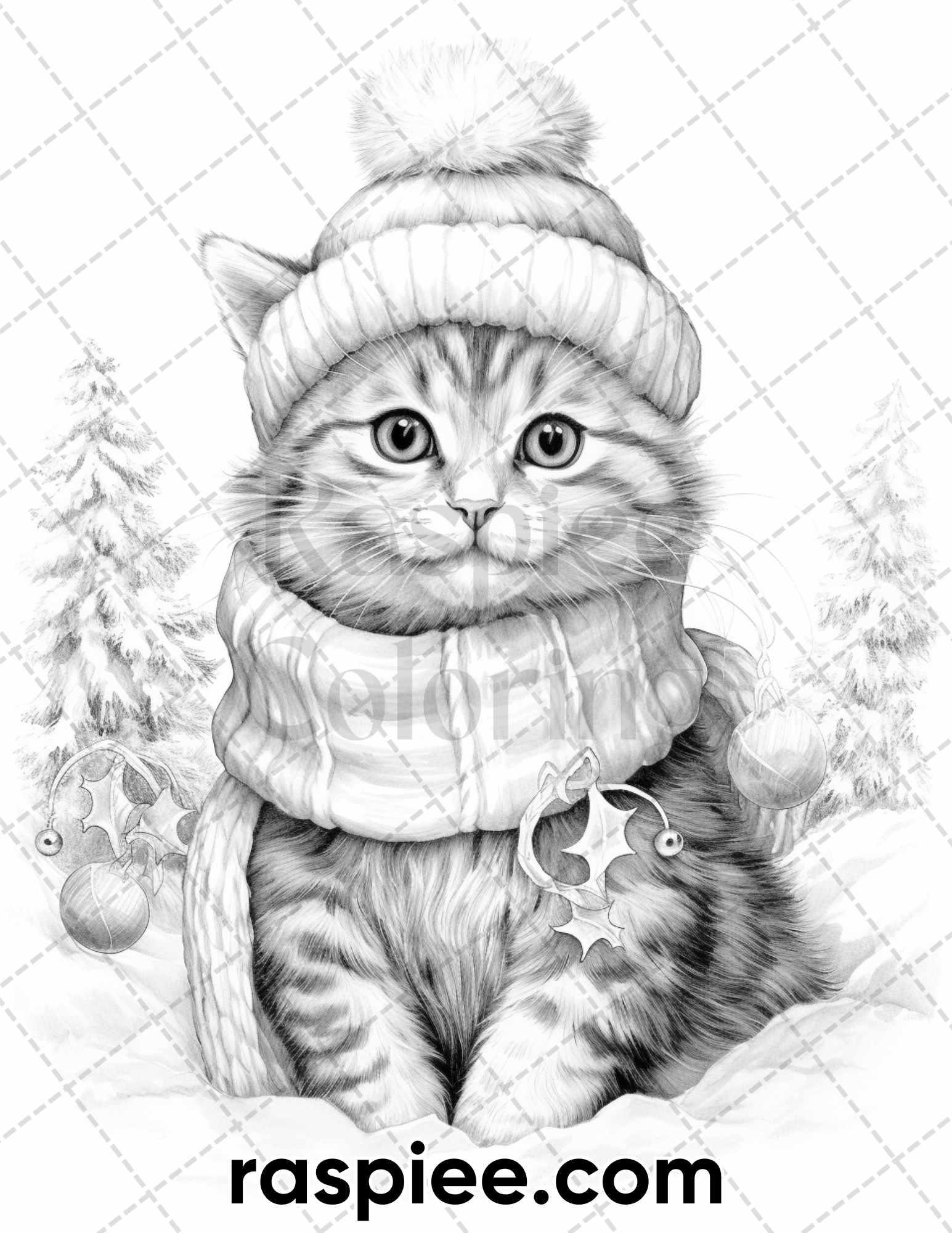 40 Christmas Cats Grayscale Coloring Pages for Adults, Printable PDF I – RASPIEE 40-christmas-cats-grayscale-coloring-pages-for-adults-printable-pdf-i-raspiee