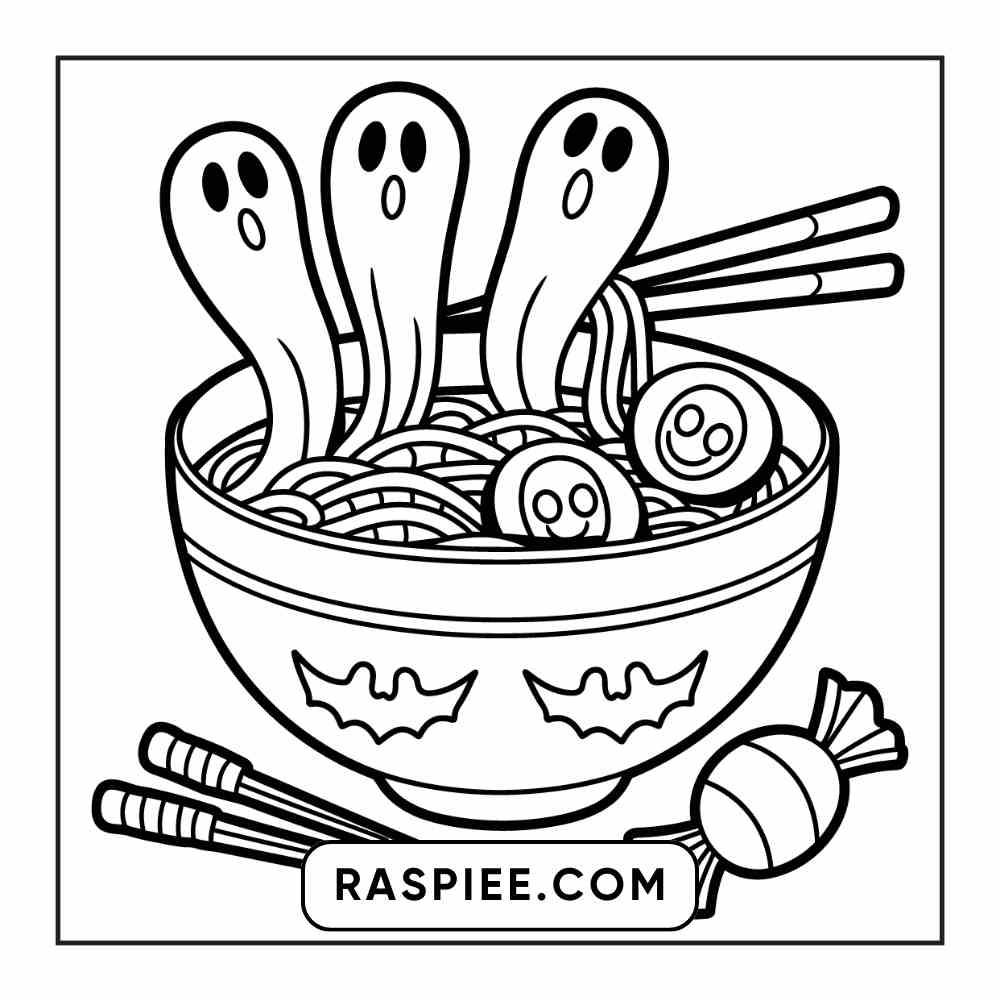 100 Bold Easy Spooky Food & Drinks Coloring Pages Printable PDF Instant Download - RASPIEE