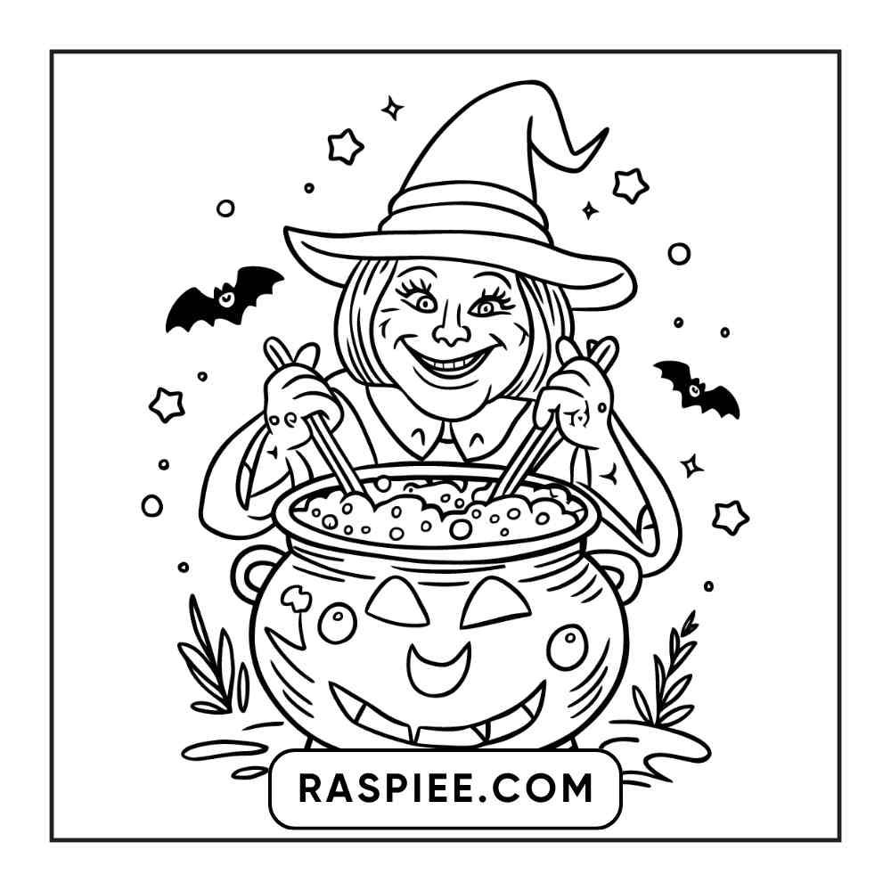 100 Bold and Easy Cute Halloween Coloring Pages Printable PDF Instant Download - RASPIEE