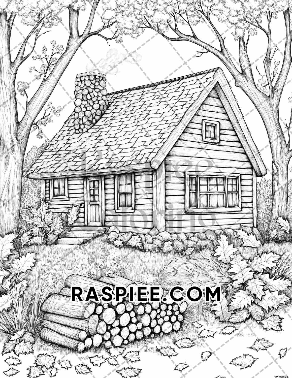 Autumn Charm Adult Coloring Pages Printable PDF Instant Download - RASPIEE