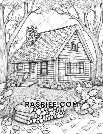 Autumn Charm Adult Coloring Pages Printable PDF Instant Download - RASPIEE