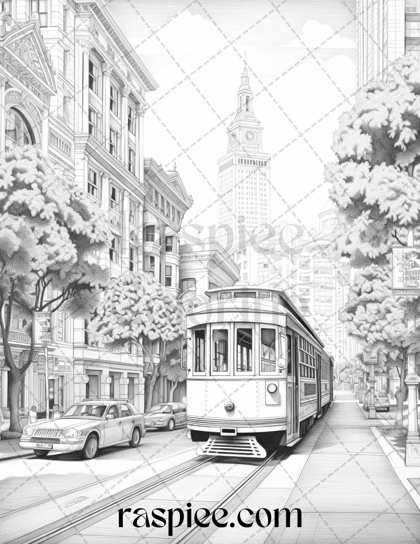 40 Beautiful Cities Travel Grayscale Coloring Pages Printable for Adults, PDF File Instant Download - raspiee