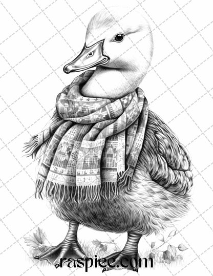 Fall animals grayscale coloring page, Adult and kids printable coloring, Cute animal illustrations, Seasonal coloring sheets, DIY autumn coloring, Relaxing coloring activity, High-quality grayscale prints, Creative therapy art, Stress relief coloring, Seasonal decorations coloring