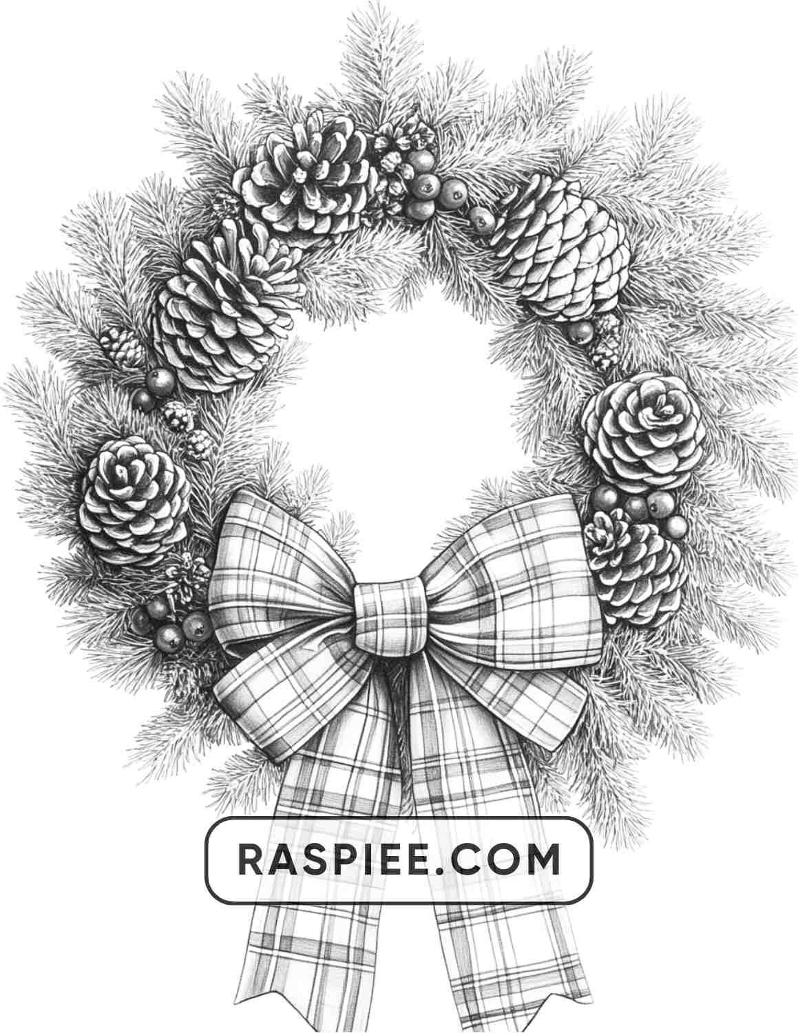 72 Christmas Wreaths Adult Coloring Pages - RASPIEE