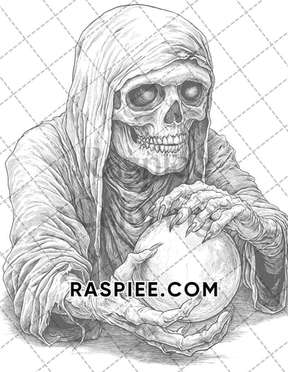 Scary Zombies Halloween Adult Coloring Pages Printable PDF Instant Download