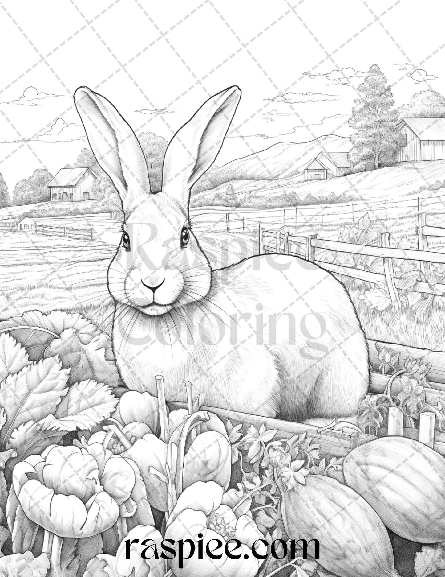 40 Farmstead Serenity Grayscale Coloring Pages Printable for Adults, PDF File Instant Download - raspiee